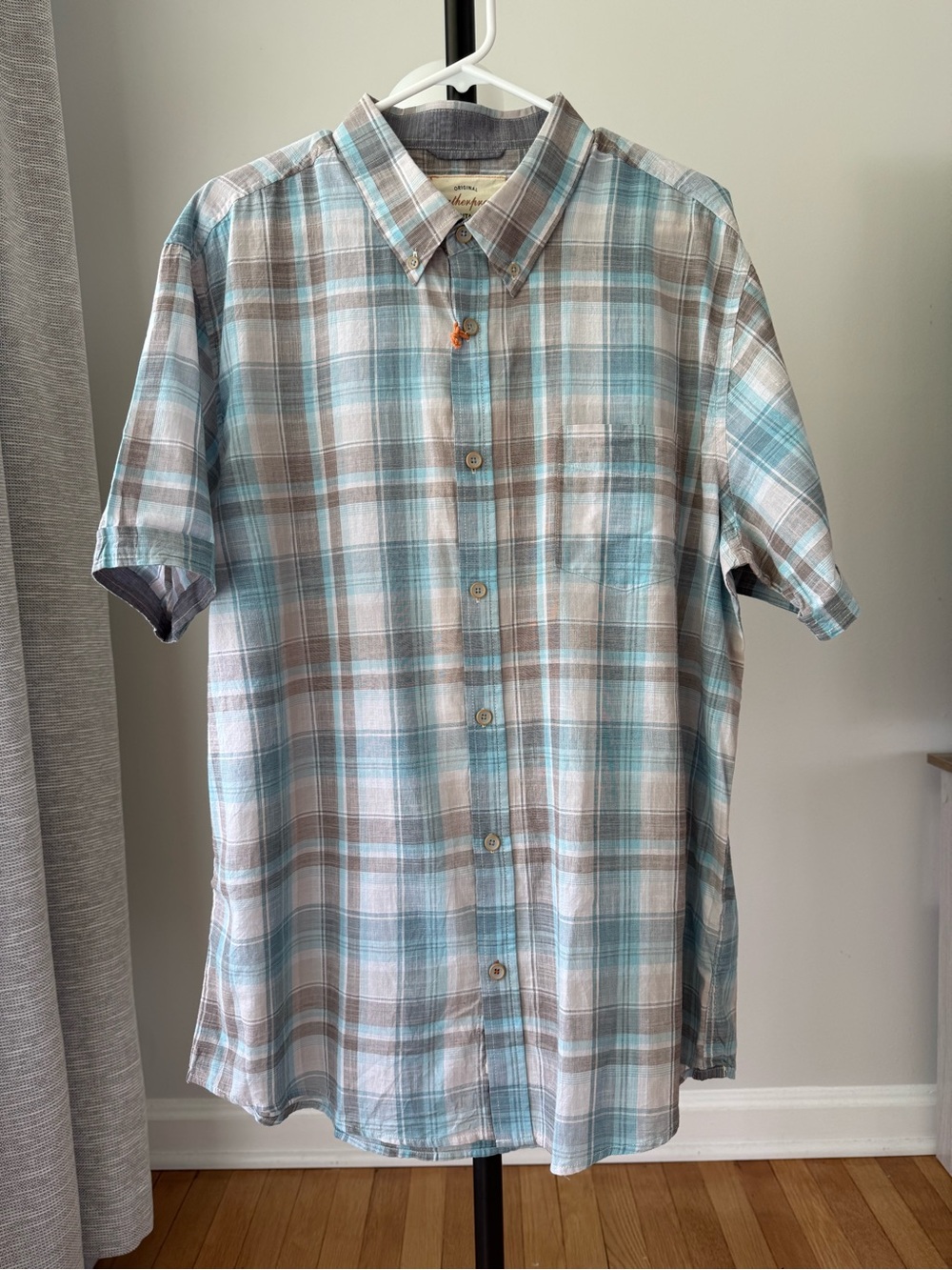 Weatherproof Vintage Plaid Shirt Men’s XL Short Sleeve Cotton Button